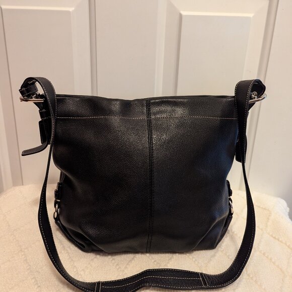 COACH BLACK LEATHER SHOULDER/CROSS- BODY BAG F15064 - Picture 1 of 11